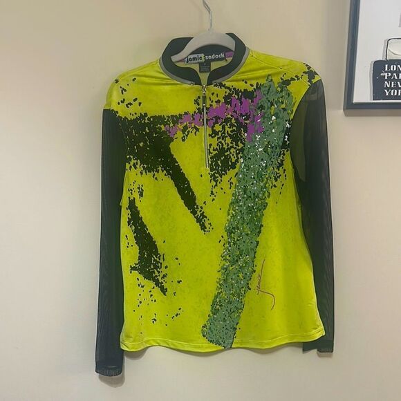 Vintage Jamie Sadock Zap Mesh Sleeve ¼ zip Pullover Golf Jacket Abstract - Picture 1 of 8